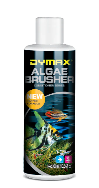Dymax Algae Brusher bottle with fish and algae design on a white background