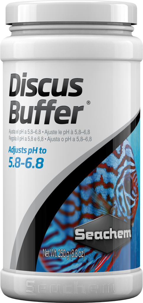 Seachem Discus Buffer 250 g container for creating the ideal Discus aquarium environment.